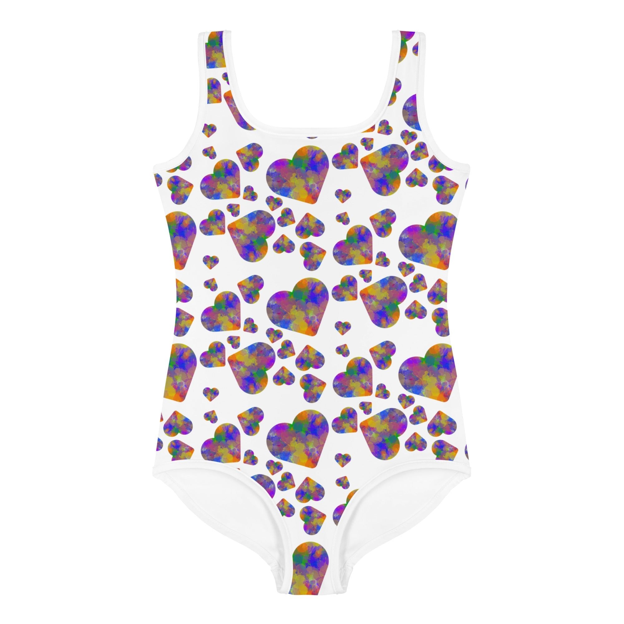 Rainbow hearts child's Swimsuit - La Vie Bien - Children swim apparel - Colorful hearts swimsuit