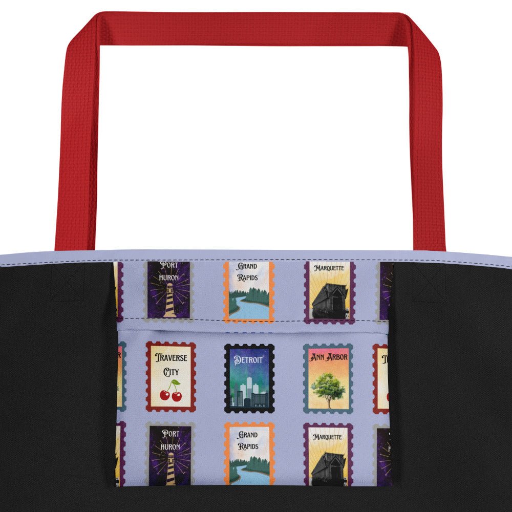 Lilac Michigan cities Large Tote Bag
