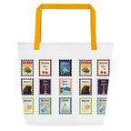 Michigan cities postage stamps Large Tote Bag by La Vie Bien