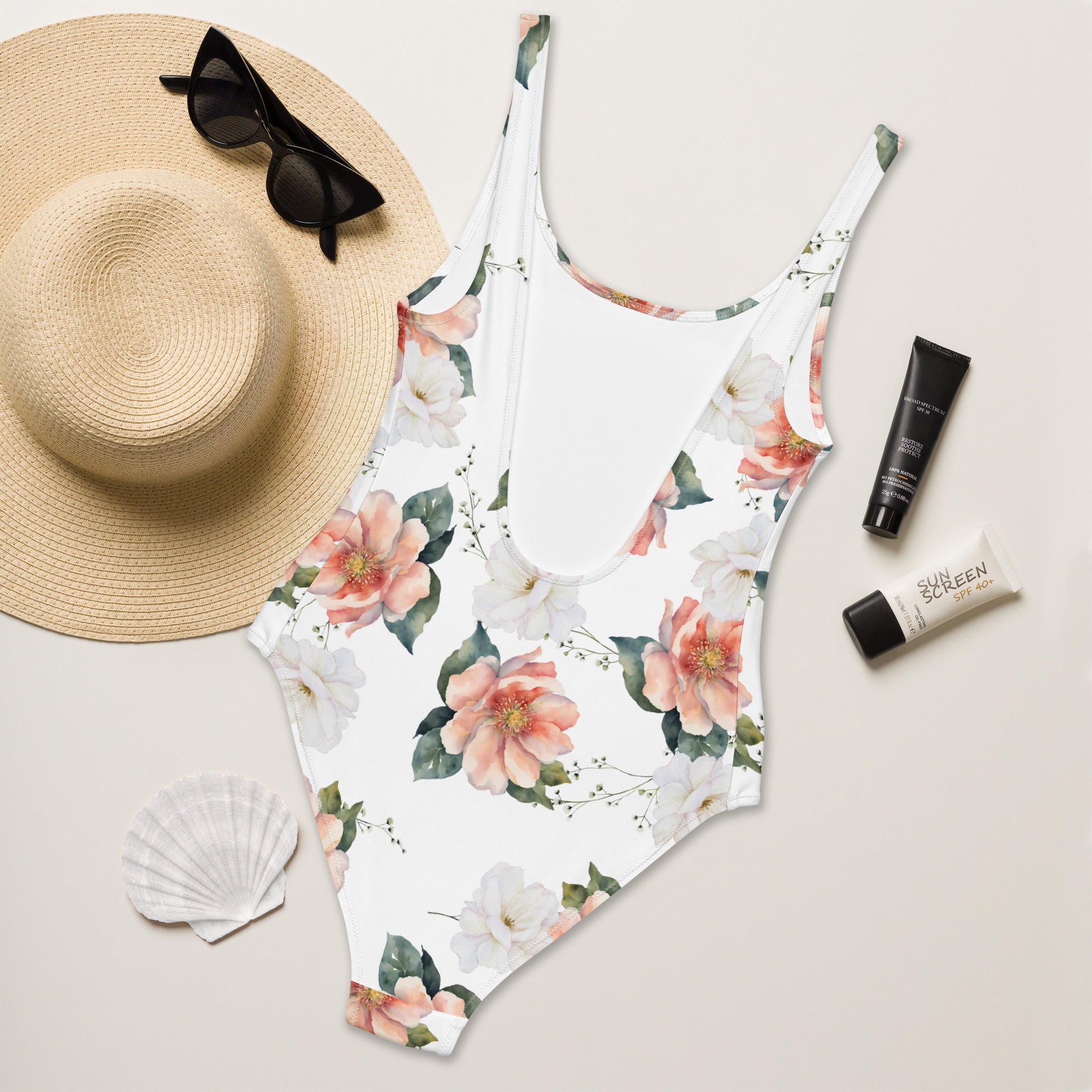 Women's watercolor flowers One - Piece Swimsuit