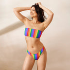Rainbow Recycled bandeau bikini by La Vie Bien