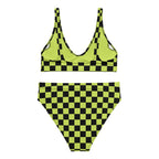 Lime green and black checkered high-waisted bikini by La Vie Bien