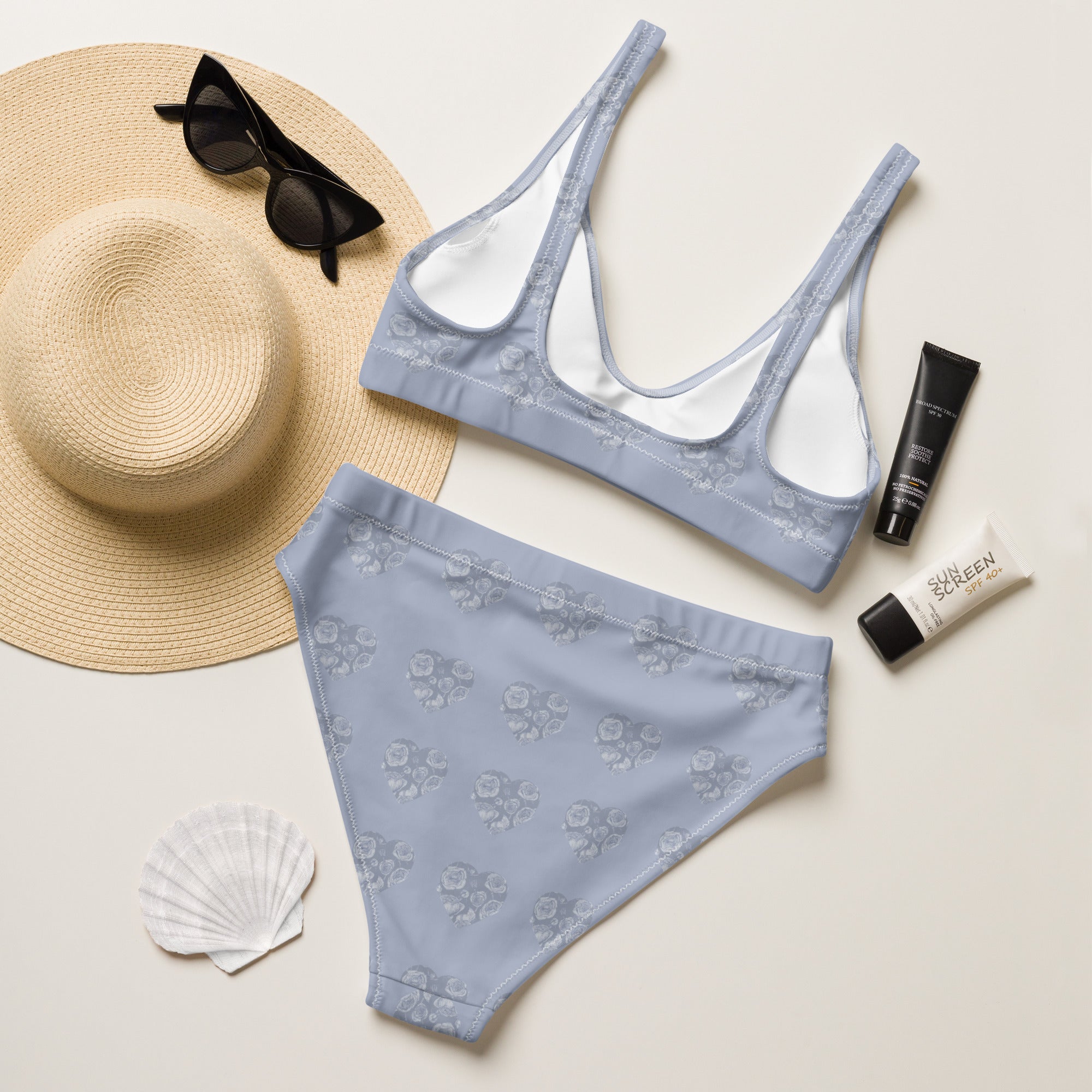 Purple hearts Recycled high - waisted bikini