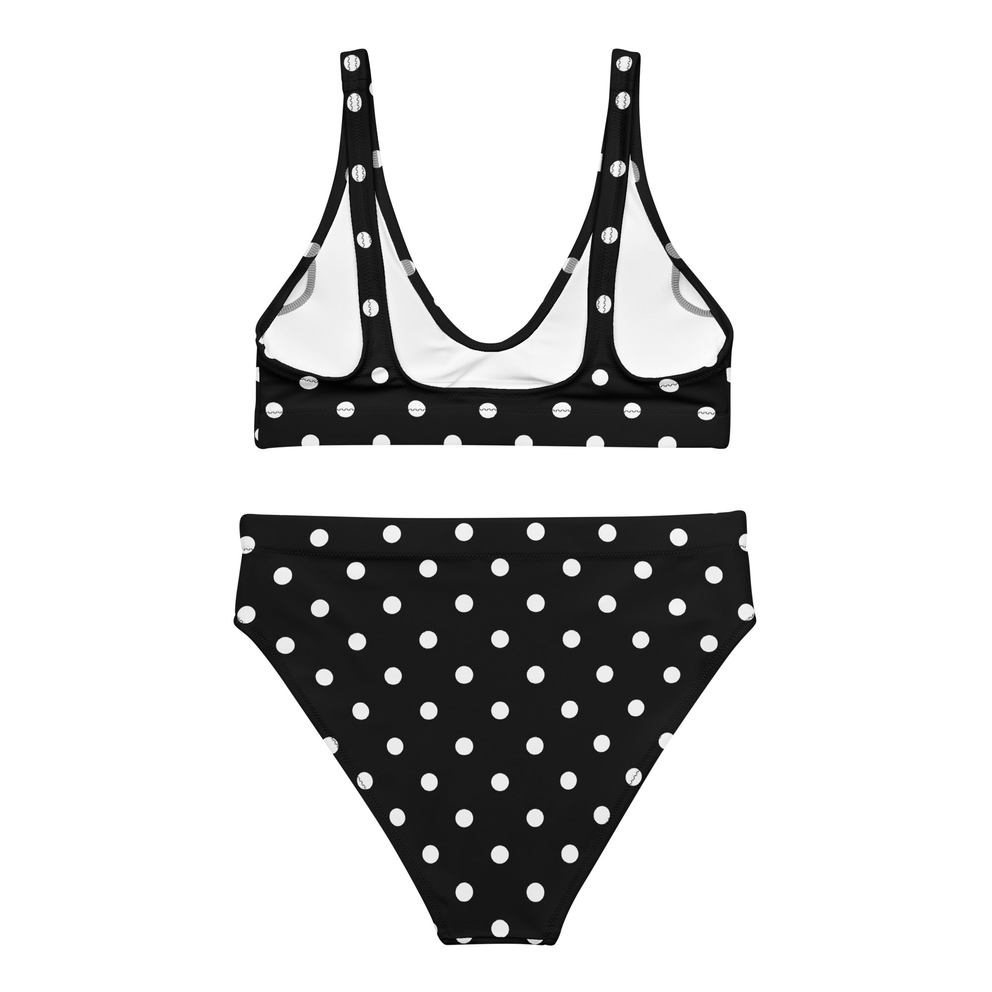 Black and white polka dots Recycled high-waisted bikini - La Vie Bien - Bikini swimsuit - black and white