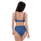 Royal blue polka dotted Recycled high-waisted bikini by La Vie Bien