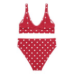 Cherry red and white polka dot Recycled high-waisted bikini by La Vie Bien