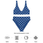 Royal blue polka dotted Recycled high-waisted bikini by La Vie Bien