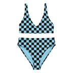 Blue and black checkered high-waisted bikini by La Vie Bien