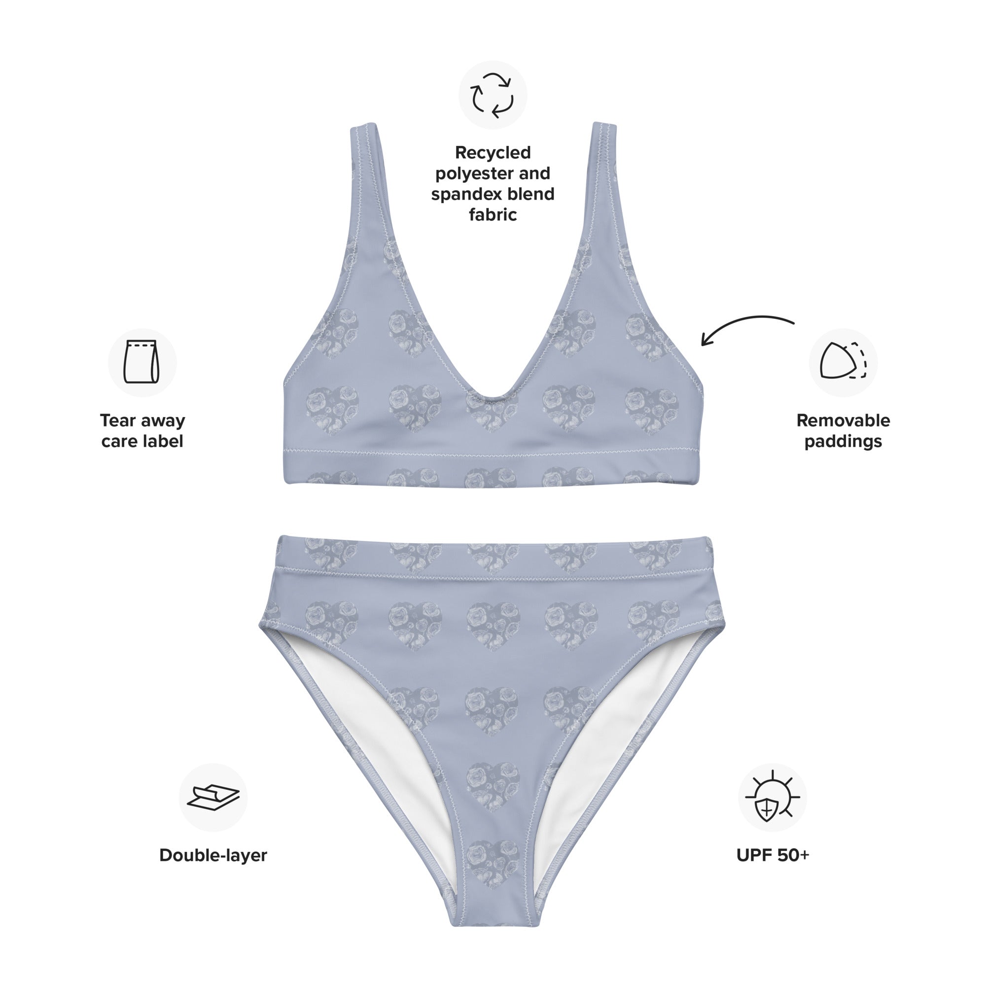 Purple hearts Recycled high - waisted bikini
