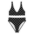 Black and white polka dots Recycled high-waisted bikini by La Vie Bien