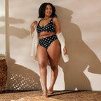 Black and white polka dots Recycled high-waisted bikini by La Vie Bien