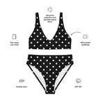 Black and white polka dots Recycled high-waisted bikini by La Vie Bien