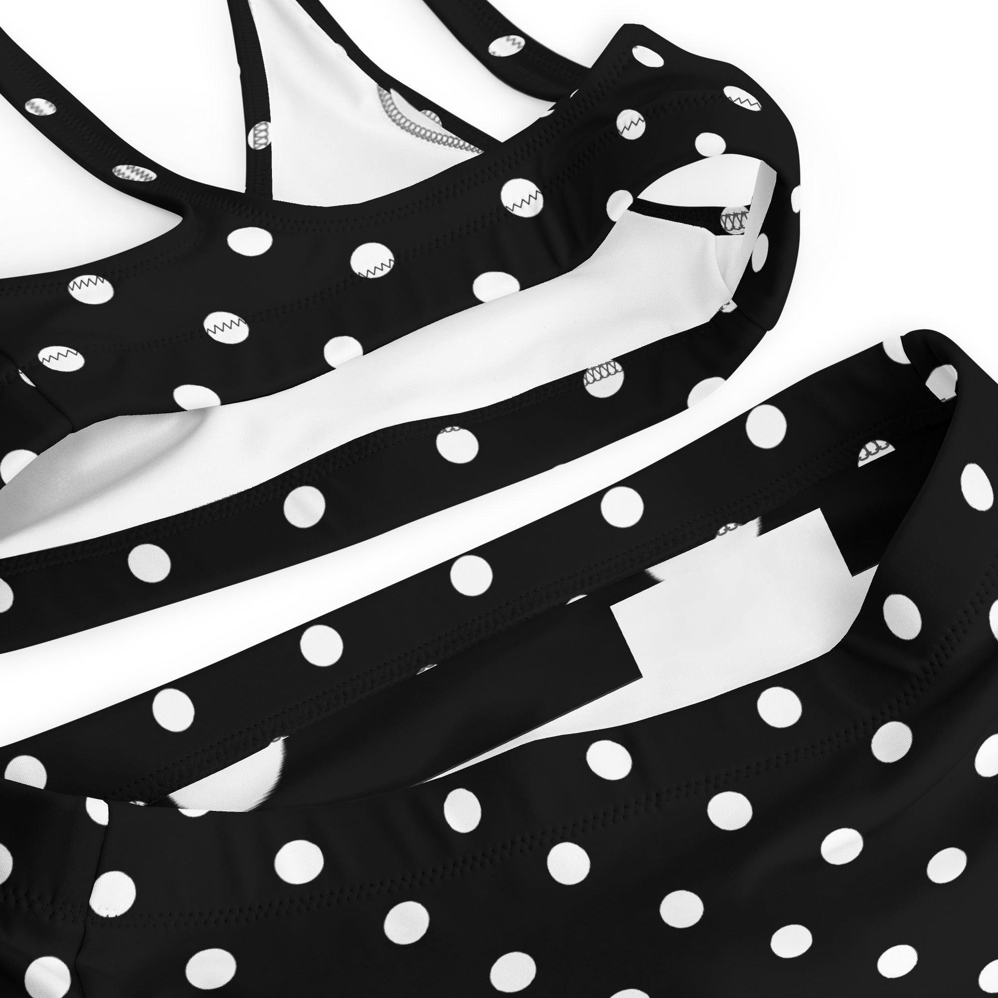 Black and white polka dots Recycled high-waisted bikini - La Vie Bien - Bikini swimsuit - black and white