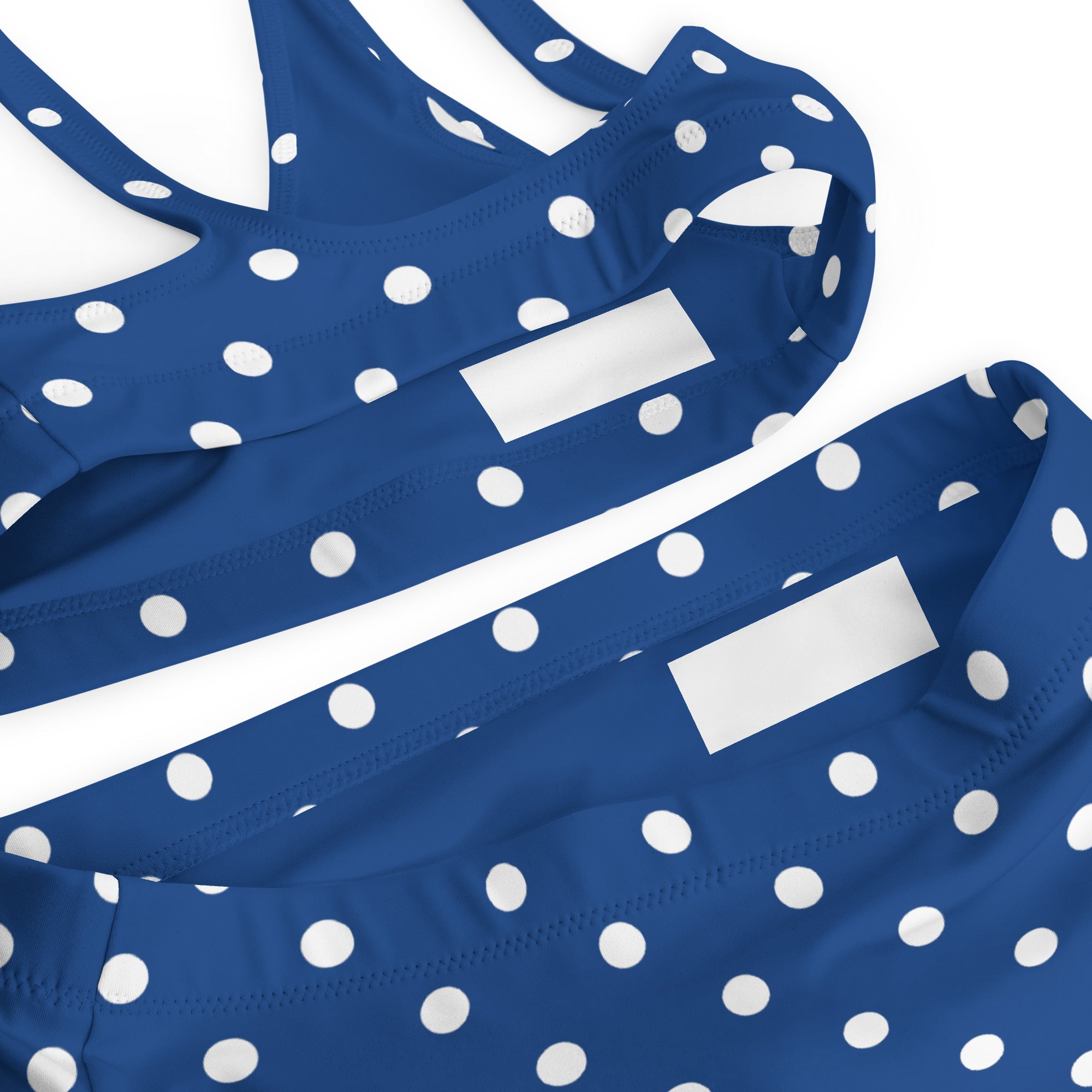 Royal blue polka dotted Recycled high-waisted bikini - La Vie Bien - Bikini swimsuit - Blue and white
