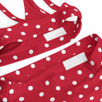Cherry red and white polka dot Recycled high-waisted bikini by La Vie Bien