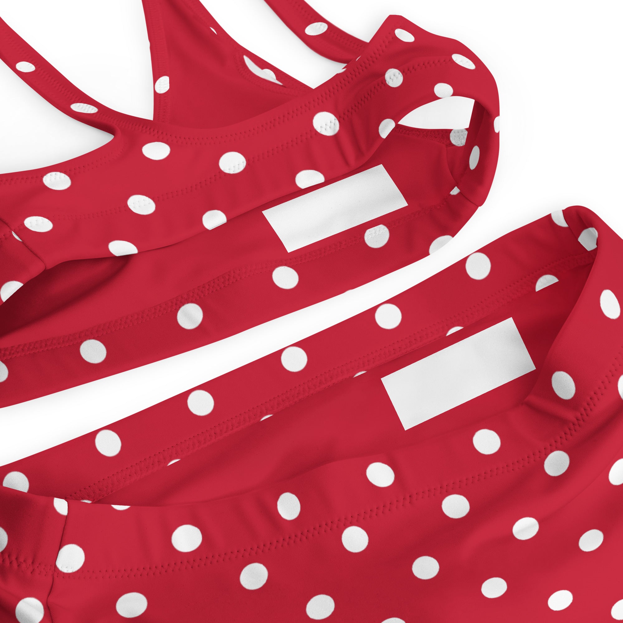 Cherry red and white polka dot Recycled high-waisted bikini - La Vie Bien - Bikini for her - Bikini for women