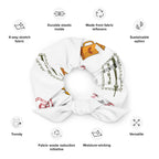 German themed Recycled Scrunchie - pretzels, Fernsehturm, beer steins, hats and Berlin stamp pattern