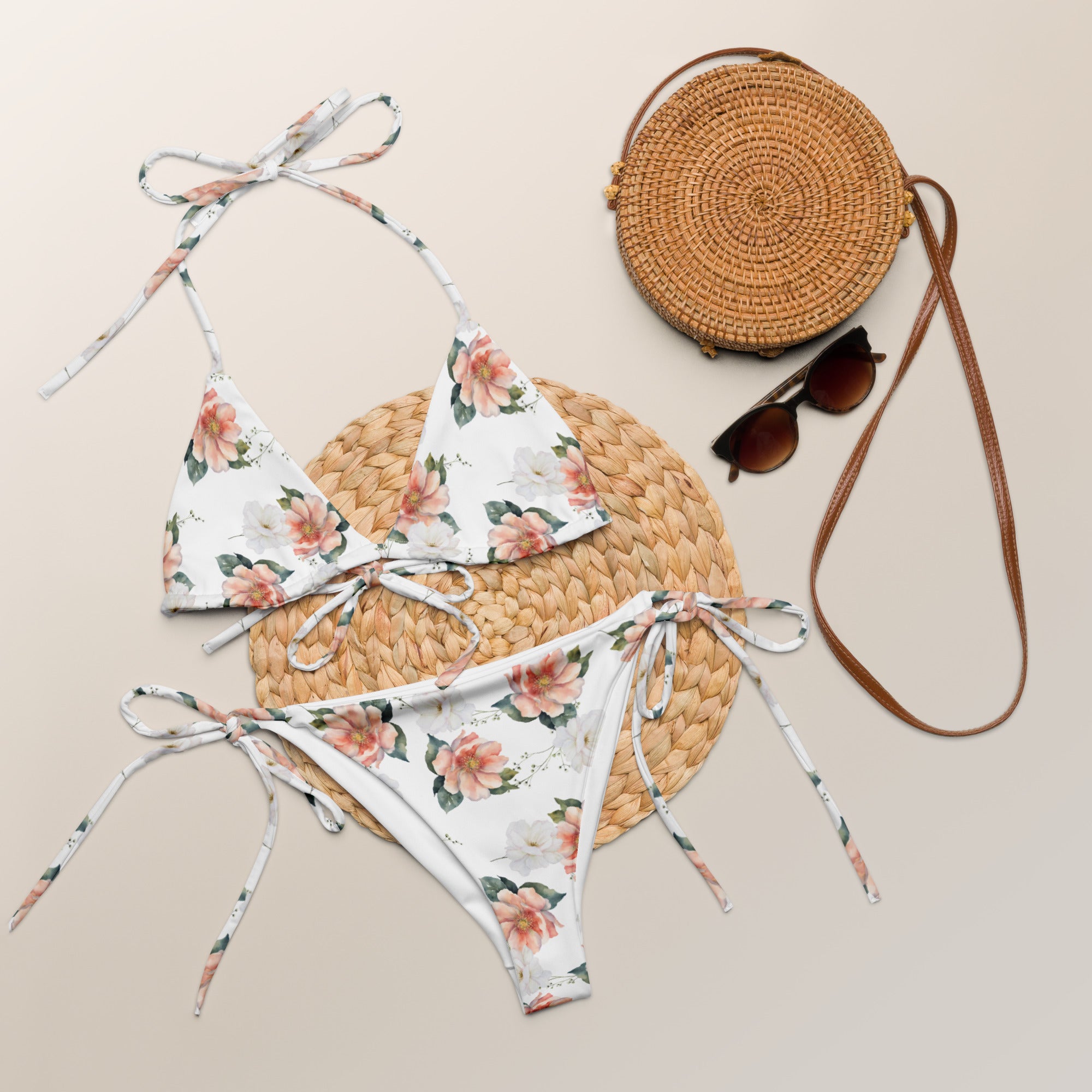 All - over print recycled string bikini