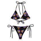 Rainbow color splash recycled string bikini - black by La Vie Bien