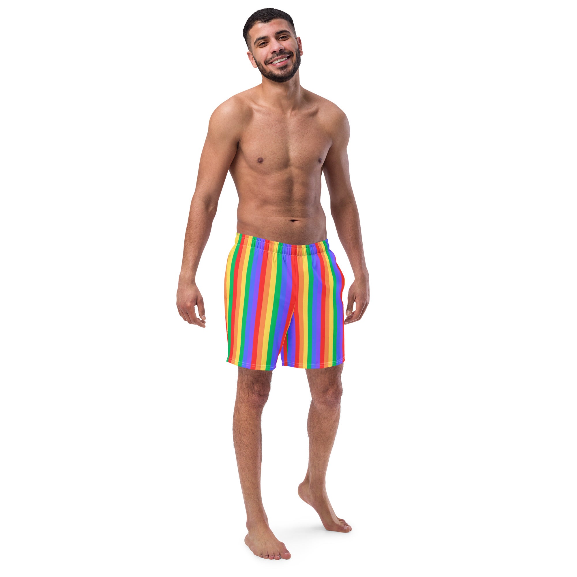 Rainbow Recycled Polyester Swim Trunks