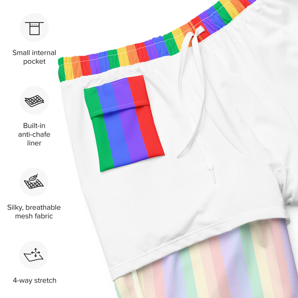 Rainbow Recycled Polyester Swim Trunks