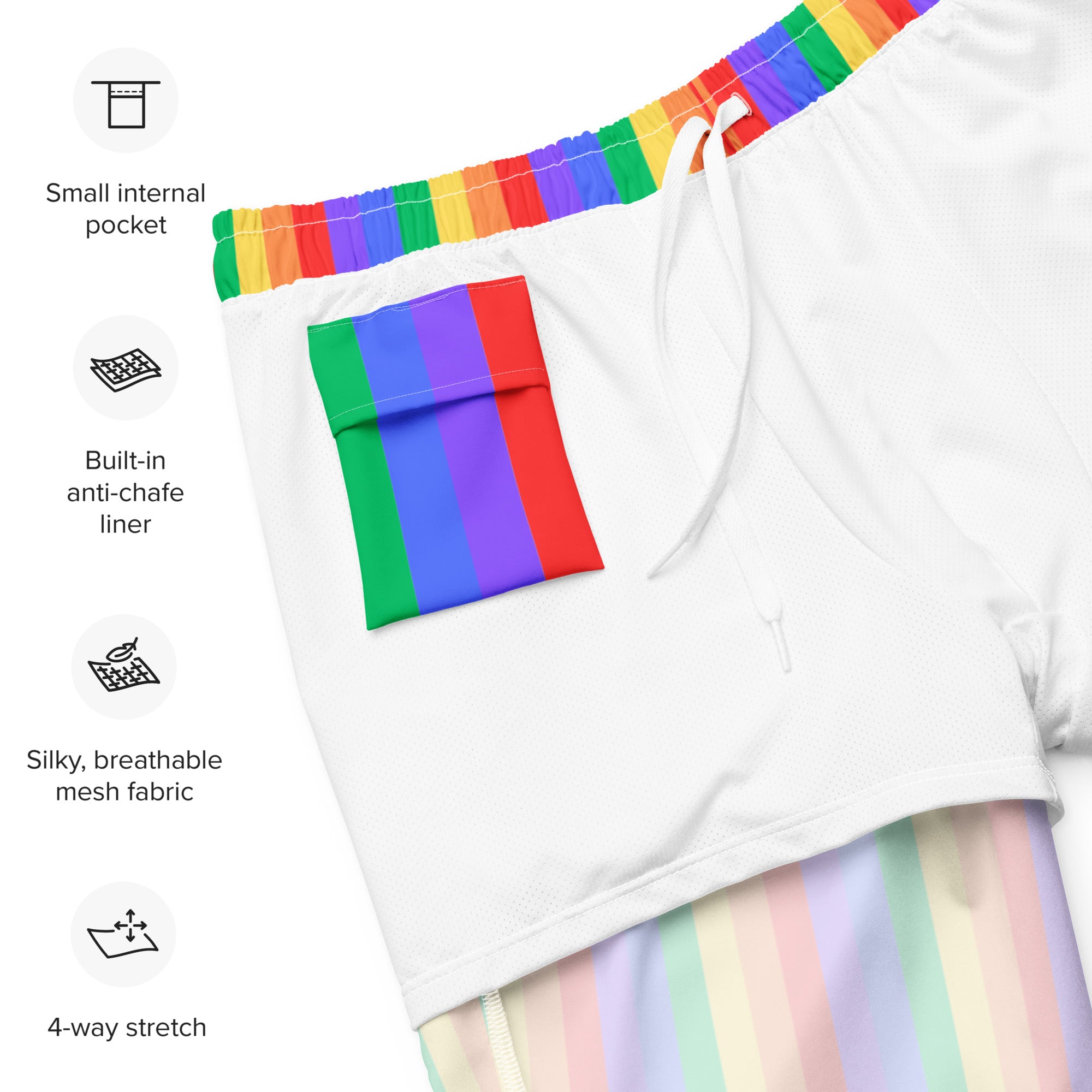 Rainbow Recycled Polyester Swim Trunks