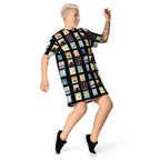 Black Michigan cities postage stamps T-shirt dress by La Vie Bien