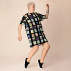 Black Michigan cities postage stamps T-shirt dress by La Vie Bien