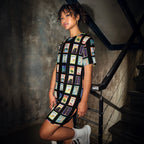 Black Michigan cities postage stamps T-shirt dress by La Vie Bien