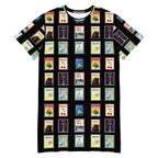 Black Michigan cities postage stamps T-shirt dress by La Vie Bien