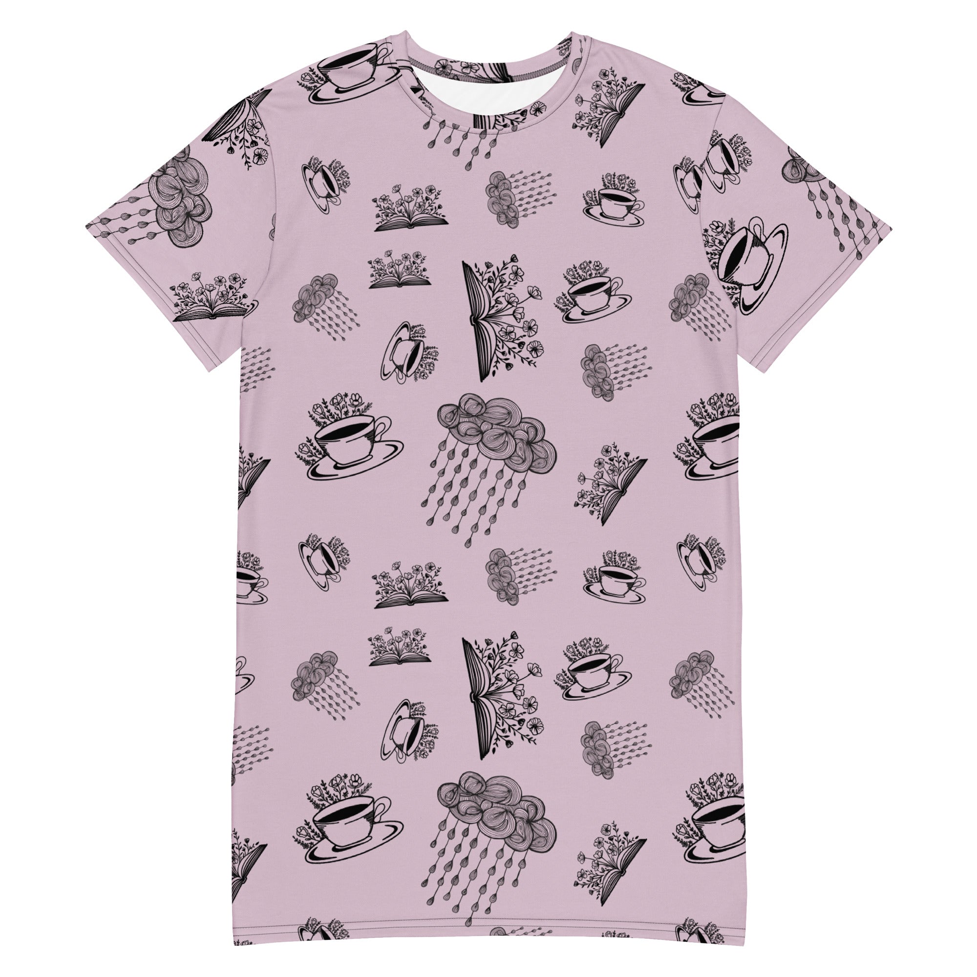 A rainy day for coffee and books T-shirt dress