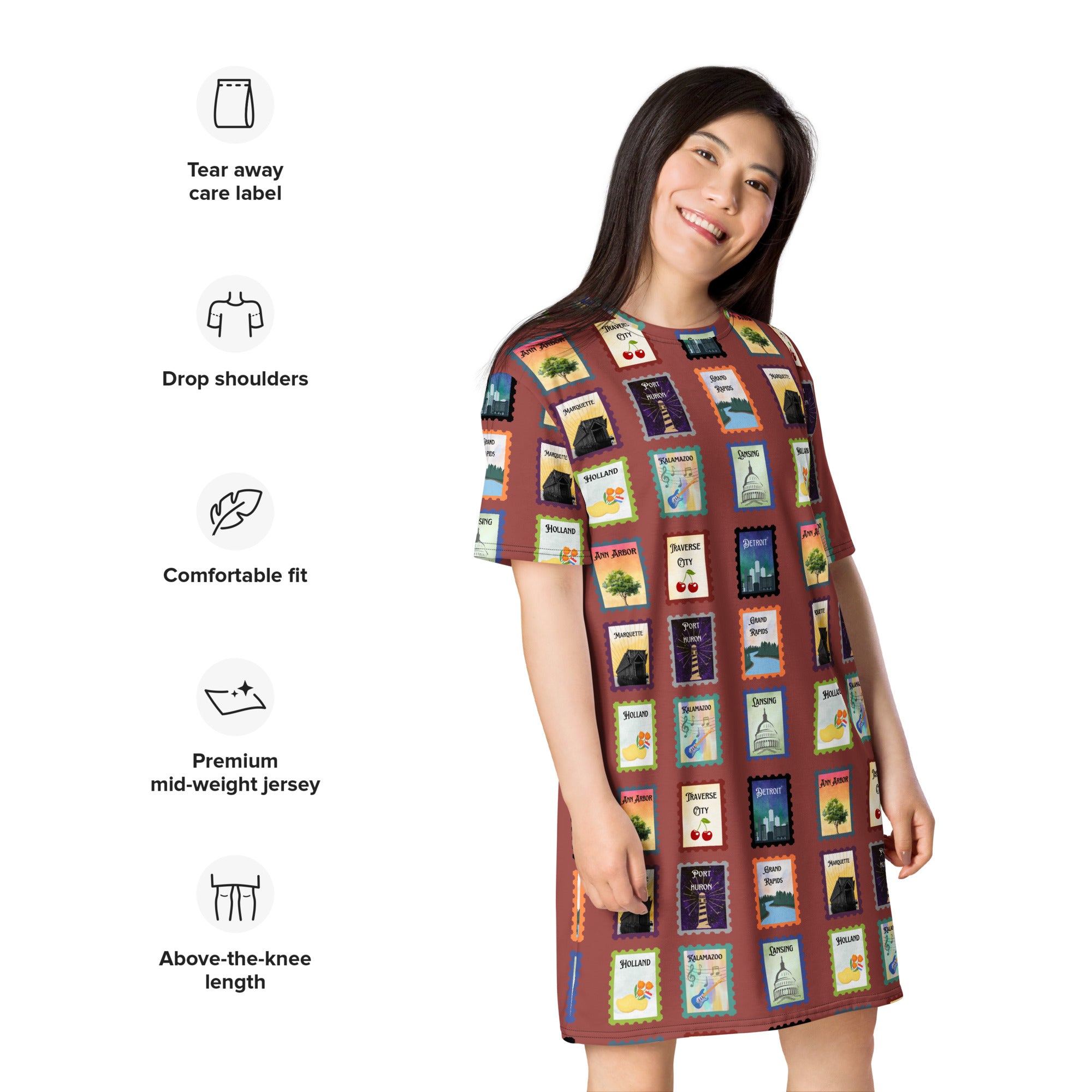 Michigan cities T-shirt dress