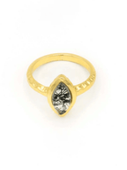 Almond Black Rutile Ring - Brass