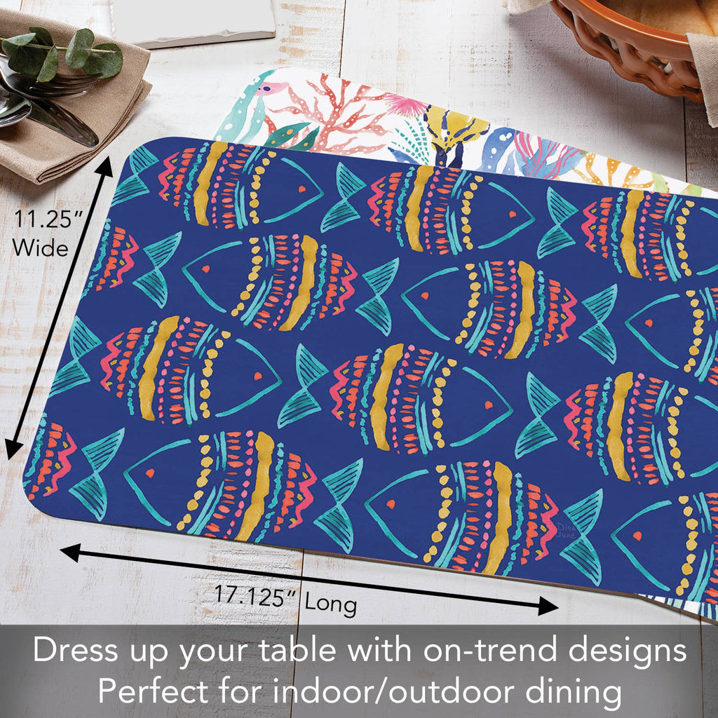Along The Coast Reversible Rectangular Plastic Placemat La Vie Bien Along The Coast Reversible Rectangular Plastic Placemat