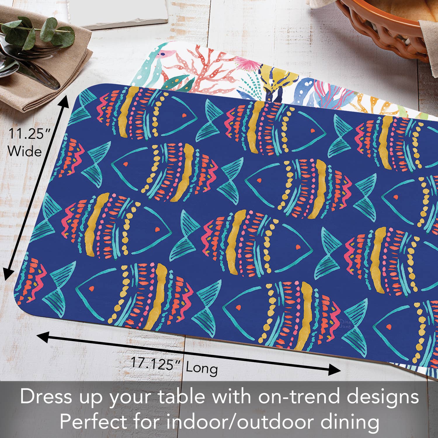 Along The Coast Reversible Rectangular Plastic Placemat La Vie Bien Along The Coast Reversible Rectangular Plastic Placemat