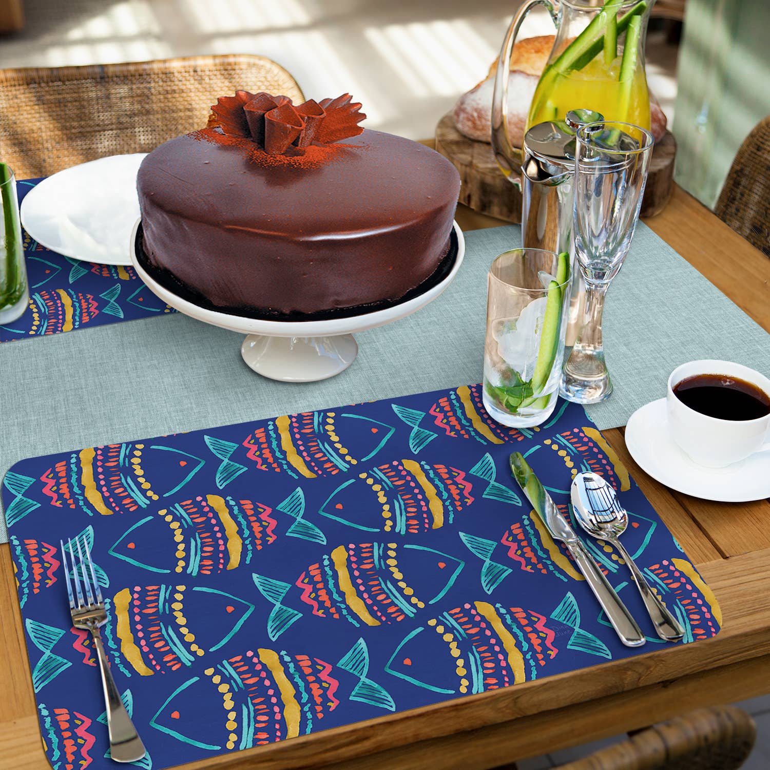 Along The Coast Reversible Rectangular Plastic Placemat La Vie Bien Along The Coast Reversible Rectangular Plastic Placemat