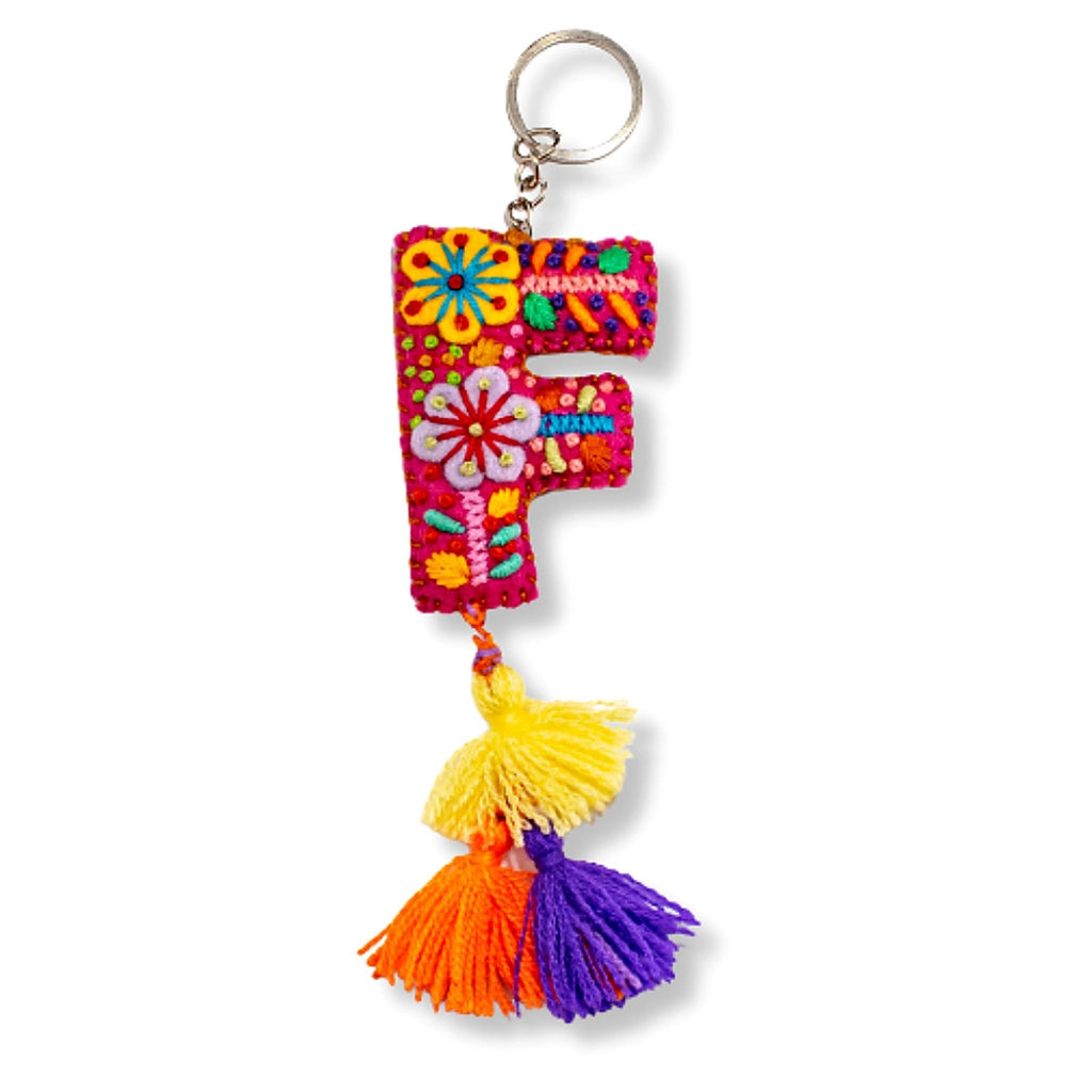 Alphabet Letter Embroidered Boho Keychain | Bag Charm - Mexico Keychains La Vie Bien Alphabet Letter Embroidered Boho Keychain | Bag Charm - Mexico