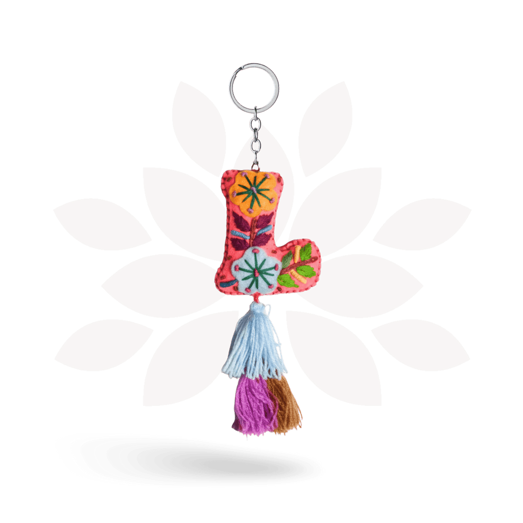 Alphabet Letter Embroidered Boho Keychain | Bag Charm - Mexico Keychains La Vie Bien Alphabet Letter Embroidered Boho Keychain | Bag Charm - Mexico