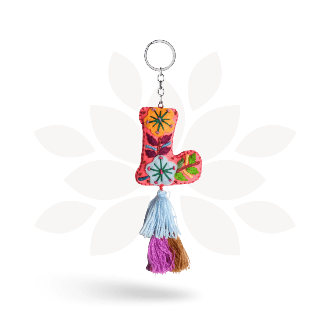 Alphabet Letter Embroidered Boho Keychain | Bag Charm - Mexico Keychains La Vie Bien Alphabet Letter Embroidered Boho Keychain | Bag Charm - Mexico