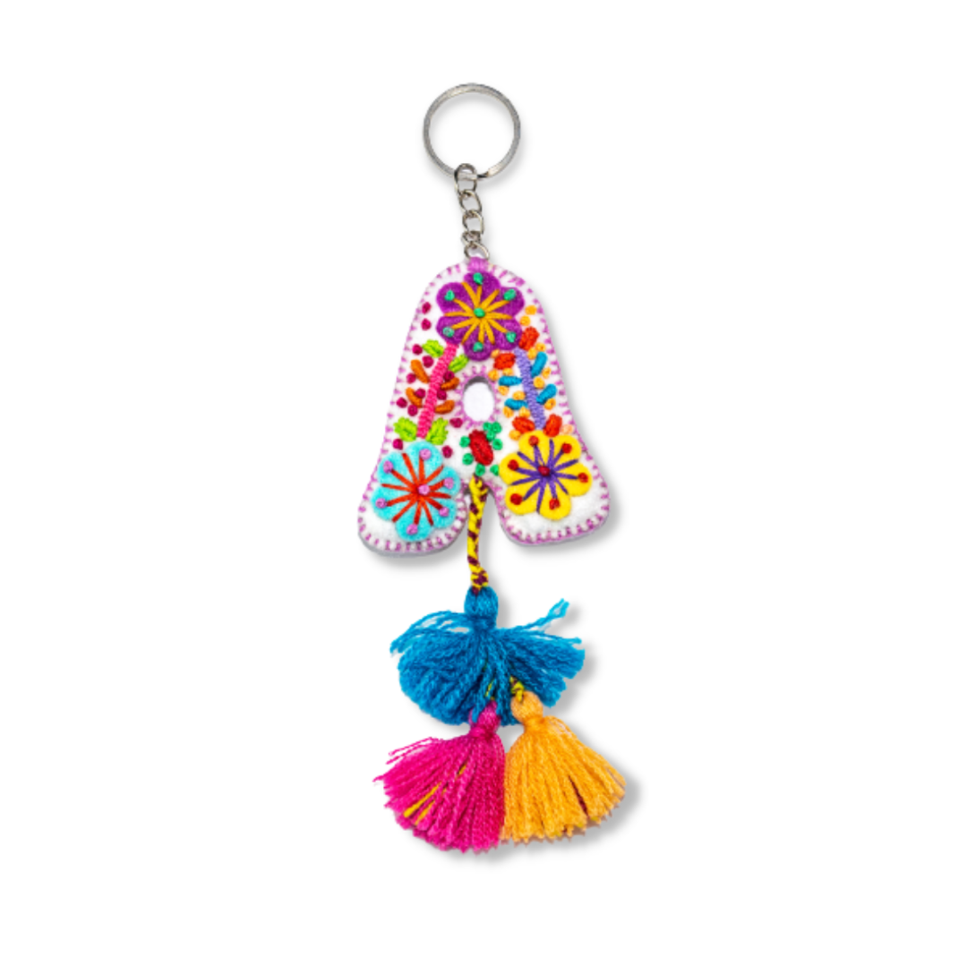 Alphabet Letter Embroidered Boho Keychain | Bag Charm - Mexico Keychains La Vie Bien Alphabet Letter Embroidered Boho Keychain | Bag Charm - Mexico