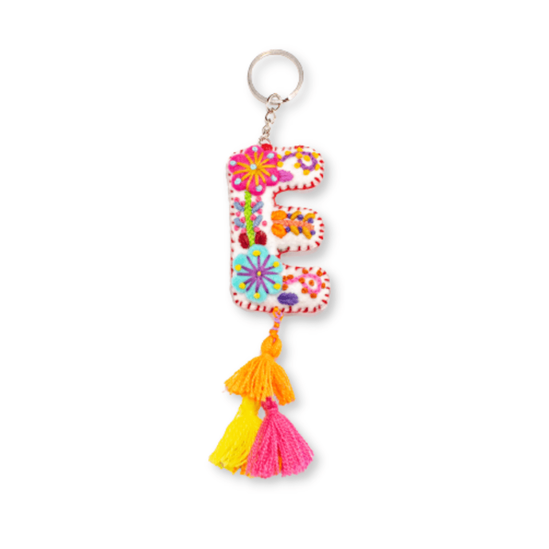 Alphabet Letter Embroidered Boho Keychain | Bag Charm - Mexico Keychains La Vie Bien Alphabet Letter Embroidered Boho Keychain | Bag Charm - Mexico