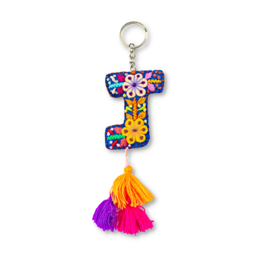 Alphabet Letter Embroidered Boho Keychain | Bag Charm - Mexico Keychains La Vie Bien Alphabet Letter Embroidered Boho Keychain | Bag Charm - Mexico