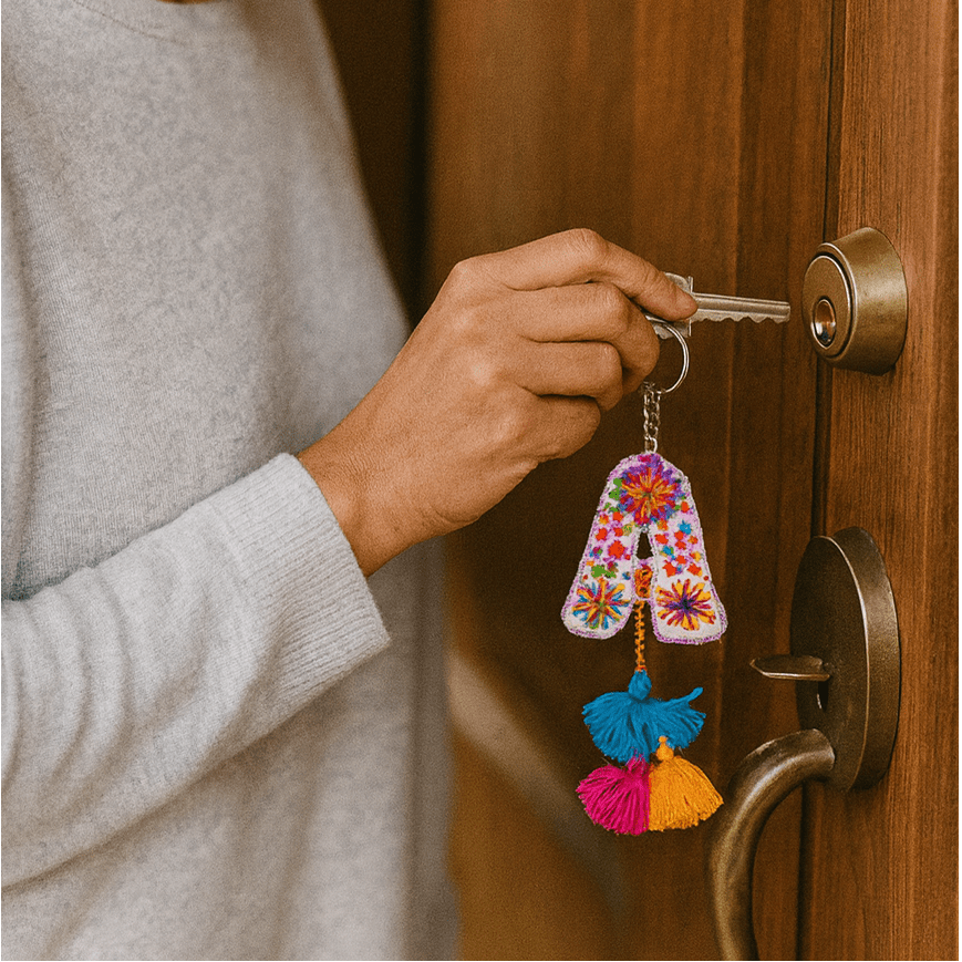 Alphabet Letter Embroidered Boho Keychain | Bag Charm - Mexico Keychains La Vie Bien Alphabet Letter Embroidered Boho Keychain | Bag Charm - Mexico
