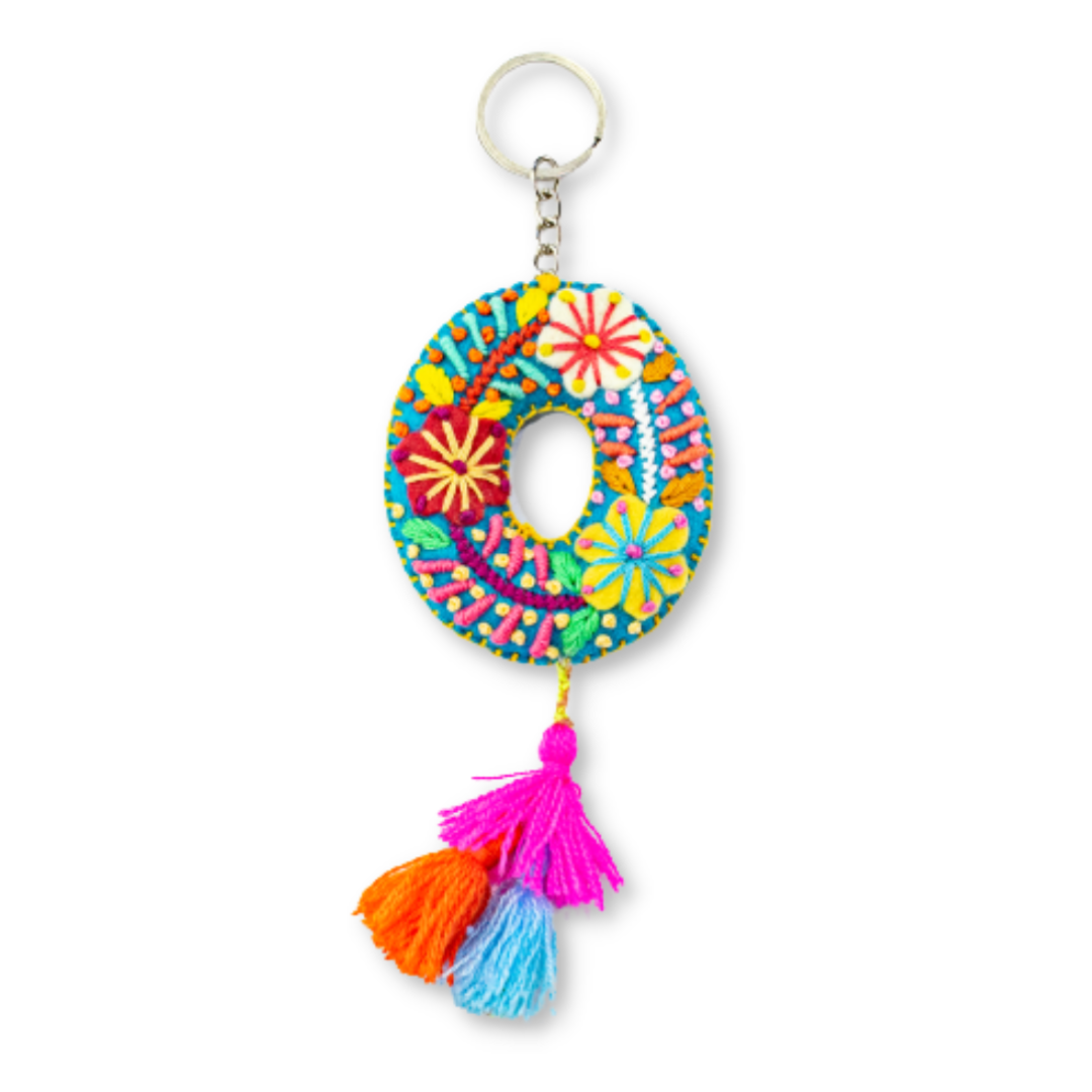 Alphabet Letter Embroidered Boho Keychain | Bag Charm - Mexico Keychains La Vie Bien Alphabet Letter Embroidered Boho Keychain | Bag Charm - Mexico