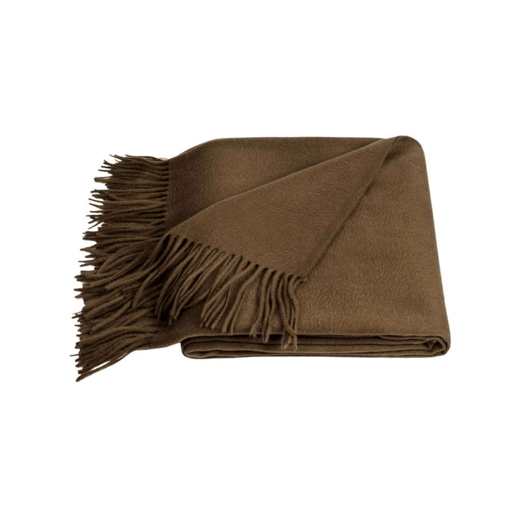 Amar Cocoa Camel Wool Throw Blanket