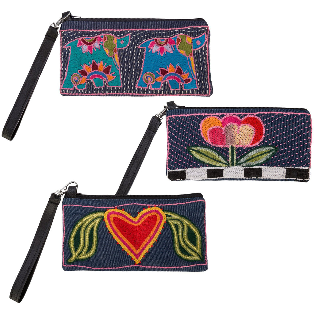 Amarasti Embroidered Wristlet Clutch & Wallets & Coin Bags La Vie Bien Amarasti Embroidered Wristlet