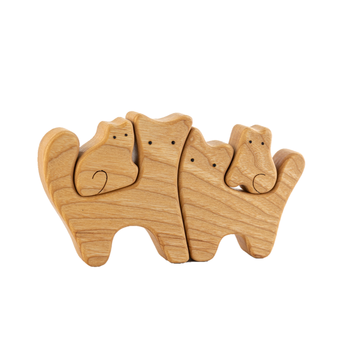 Waldorf Wooden Cats family of 4 puzzle set