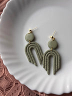 Amelia earrings in Sage, 14k gold plated nickel free, handmade with polymer clay