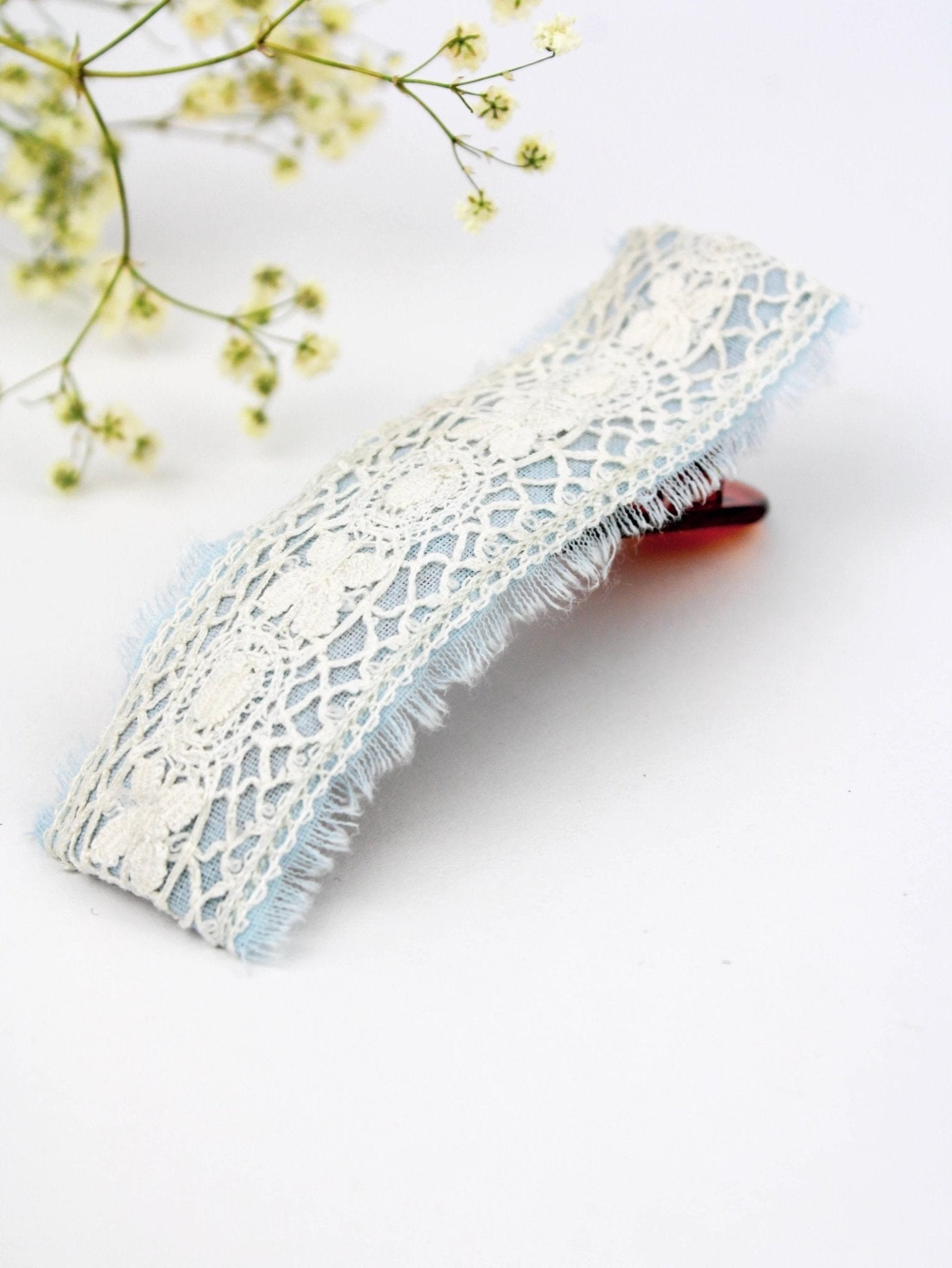 Amelia Lace and Linen Hair Clip by Ash & Rose