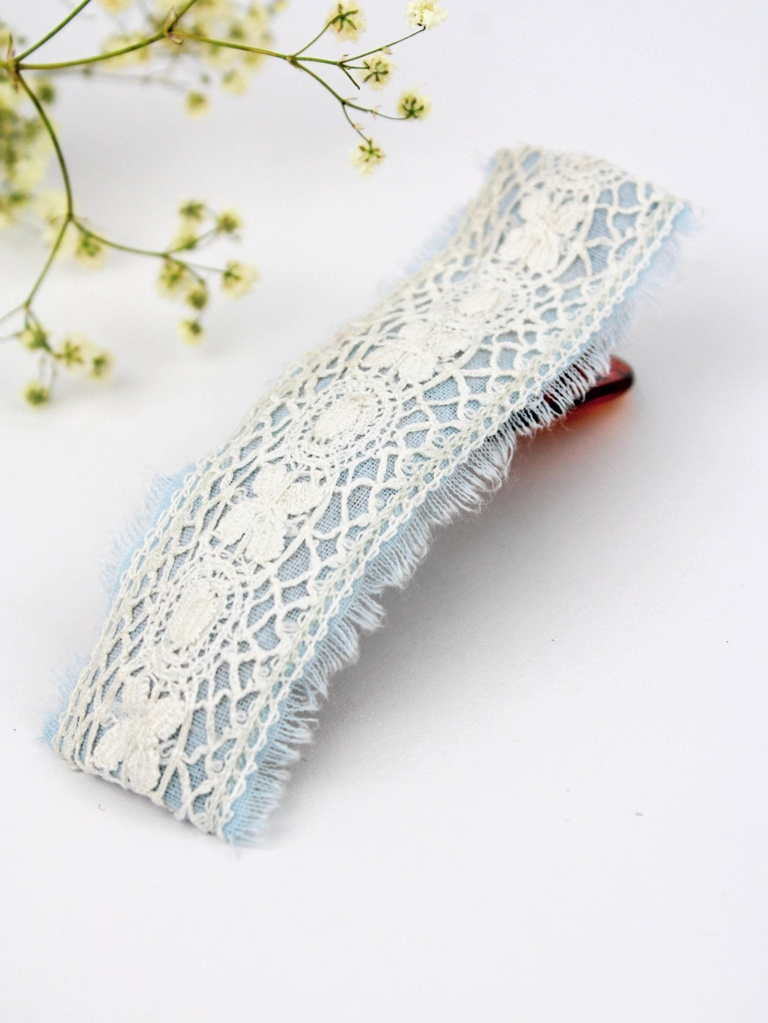 Amelia Lace and Linen Hair Clip by Ash & Rose